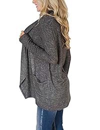 PRETTODAY Mujeres Manga Larga Cardigans Basic Drape Delantero Abierto Kimono Tops con Bolsillos