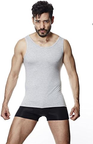 Dressray Mens Slimming Body Shaper Vests Shirt Sleeveless Men's Body Modal Tank Top Crew Neck Gray-3XL