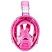 SeeWorld 180° Panoramic Full Face Snorkel Mask -Larger Viewing Area Free Breath Technology with Anti-fog and Anti-leak Snorkeling Design(Kids Pink, XS For 5-10 years kids)