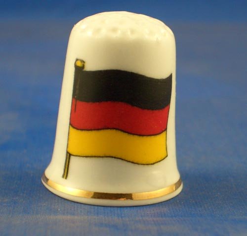 Porcelain China Collectable Thimble -- Flag of Germany with Free Gift Box