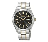 Seiko Men's Two-Tone Black Dial Solar Calendar Watch