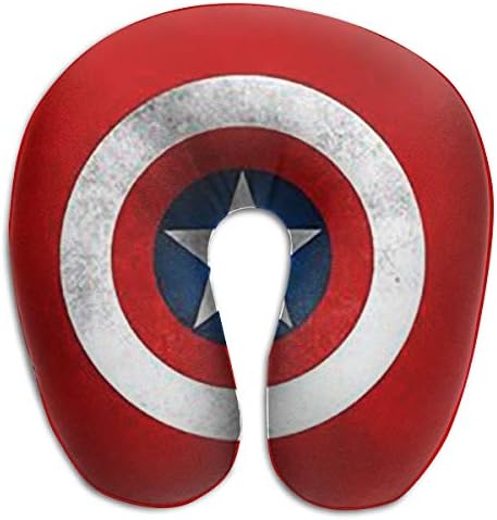 WEIBING Captain America in Red Background U-Shaped Travel Pillow Good Support for Neck and Back – Perfect for Trips,Office and School Napping