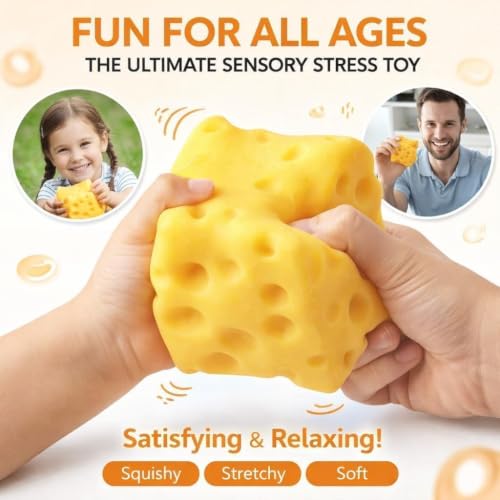 Last Page® 10cm Large Cheese Squishy Slow Rising, Soft Squishy Cheese Block Squeeze Fidget Toy, Mini Stress Relief Sensory for Adults, Cute Desk Toy Gift (1PCS)