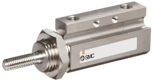 SMC NCJPB10-050D Pin Air Cylinder, Compact, Double Acting, Basic Style Mounting, Not Switch Ready, Rubber Cushion, 3/8" Bore OD, 1/2" Stroke, 0.197" Rod OD, 10-32 UNF