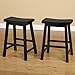 SilkWood Studio Belfast Solid Wood Counter Height Saddle Stool, Set of 2, Black