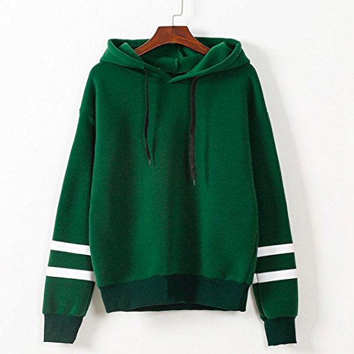 Sunhouse Women Autumn And Winter Loose Long Sleeve Fashion Casual Fleece Hooded Pullover Sweatshirt (M, Green)
