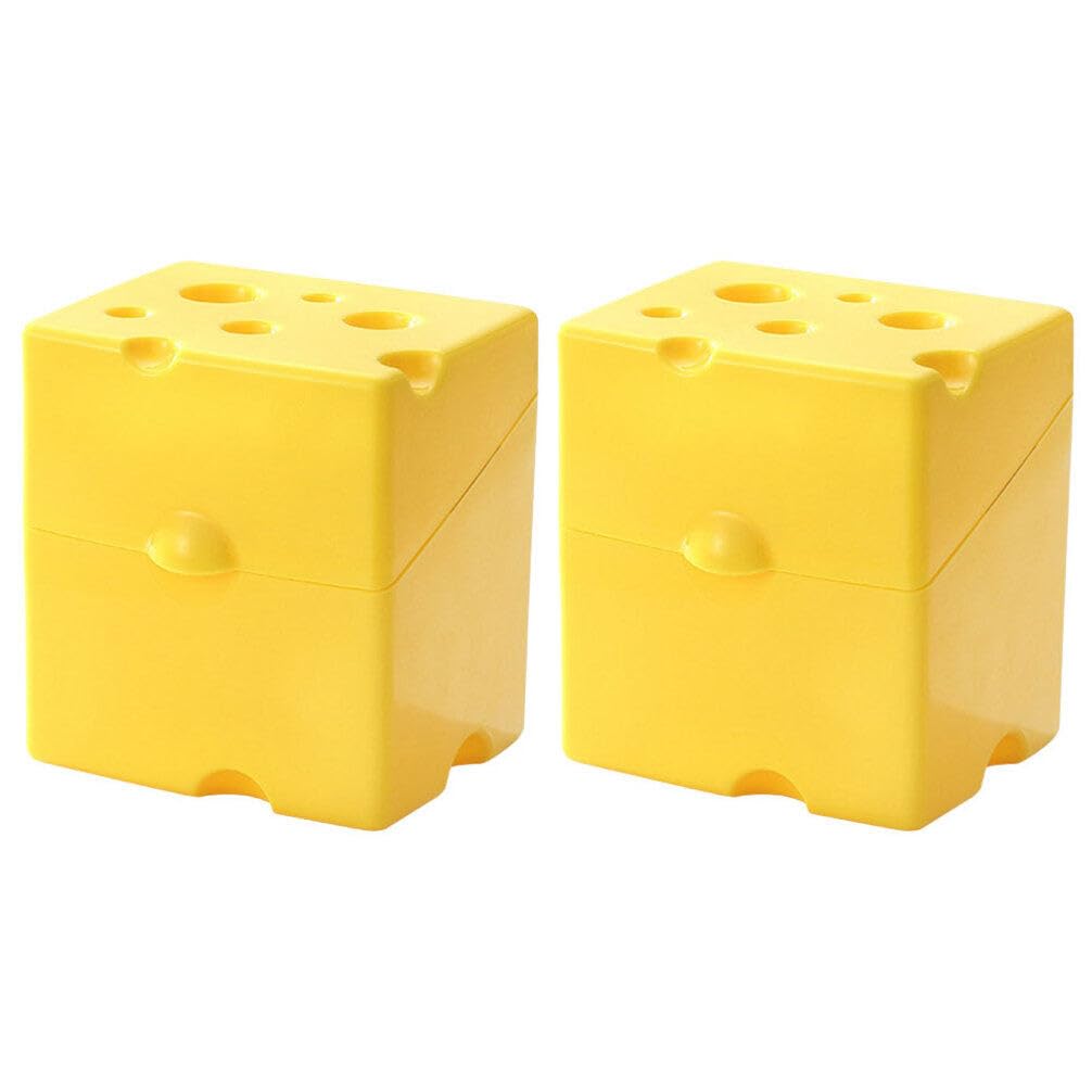 PRETYZOOM Sliced Cheese Storage Container, 2pcs Fridge Cheese Slice Holder Cute Butter Block Cheese Slice Storage Box with Lid Cheese Saver Keeper for