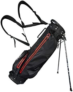 Clearance Golf 100% GUARANTEED Waterproof 7.5 Inch Stand Bag - Black/Red Double Strap last few reduced