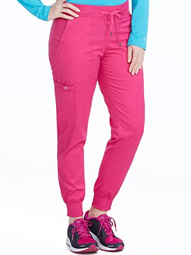Med Couture Touch Women's Jogger Yoga Scrub Pant, Pink Punch, Large
