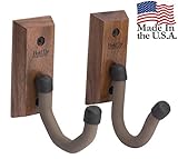 USA Made Hardwood Horizontal Gun Rack Hanger Rifle Shotgun Bow Rack Hooks (Pair) - Black Walnut