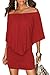 Sidefeel Womens Red Dresses Off Shoulder Ruffles Night Club Bodycon Mini Dress Medium