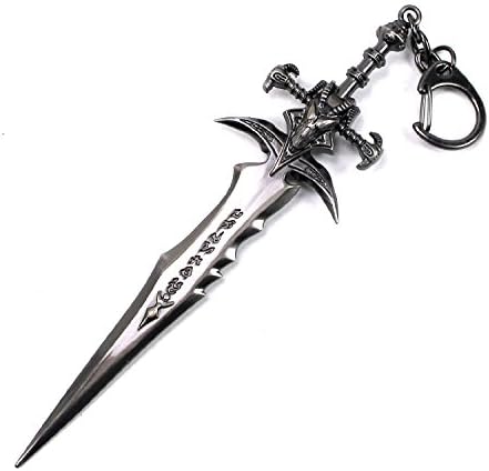 Monjiang WOW Frostmourne Sword Keychain Illidan Stormrage Keychain WOW Weapon Keychain, A Great Gift for WOW Fans