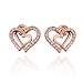 18K Gold Plated Intertwined Hearts Studs Made with Austrian CZ Stone (Double Love Heart Shaped)