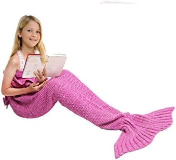 Best Hand Made Mermaid Tail Blanket of the Best Quality Material Acrylic Cotton Which Offers Warmth, Style and Stimulates Imagination - Fits All Seasons and Makes Perfect Gift (Kids, Pink)