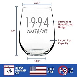 Vintage 1994-29th Birthday Stemless Wine Glass