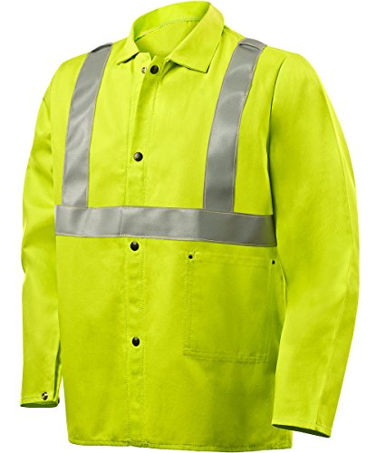 Steiner 1070RS-X Weld Lite 9 oz Fire Resistant Cotton Lime Green Jacket with Silver Reflective Stripes, 30