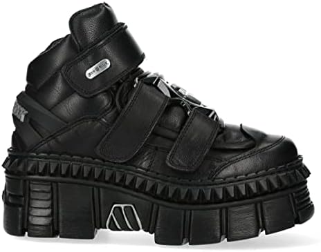 Amazon.com | New Rock Boots WALL106-S10 Unisex Metallic Black