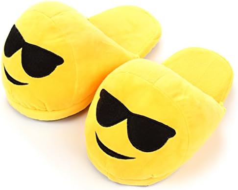 MALI HOME Big Kid and Womens Cute Emoji Indoor Plush Slippers (6.5~8.5 B(M) US, E)