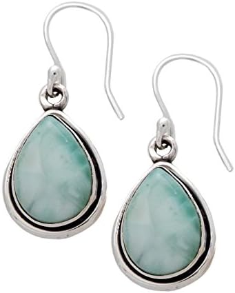 Larimar Earrings Sterling Silver 1.25" Length (Larimar Teardrop)