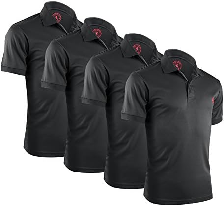 Alfred Morris Mens Short Sleeve Polo Shirts 4 Pack (Black, X-Large)
