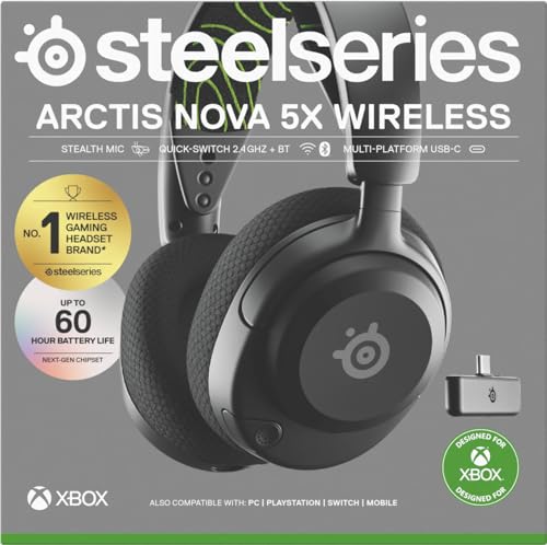 Steelseries Arctis Nova 5X Wireless - Xbox Gaming Headset - 100+ Audio Presets Via App - Neodymium Magnetic Drivers - 60H Battery - 2.4Ghz/Bt - Clearcast Gen2.X Mic - Supports Pc, Ps, Mobile - View 14