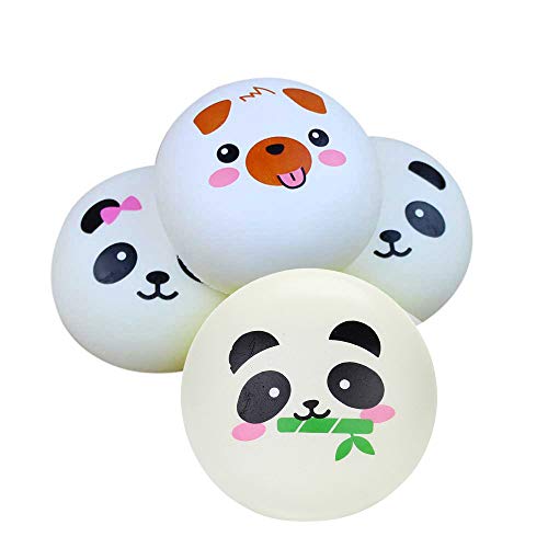 Mikilon Mini Panda Bread Bun Squishies Slow Rising Kawaii Squishy Toy Charms Mini Stress Balls Cellphone Straps Party Favors (Random Color 1 PC)