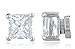 Silvertone Magnetic Earrings with Clear Cz Square - 4mm to 12mm (6 Millimeters)