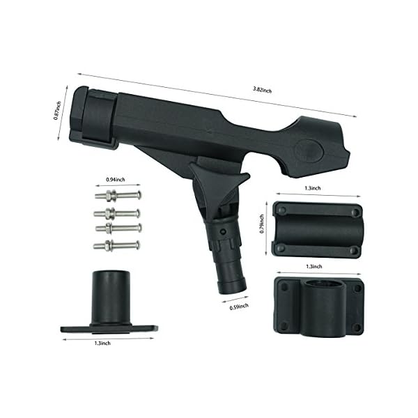 Hiumi-Adjustable-Black-Finish-ABS-and-Stainless-Fishing-Rod-Holder-for-Boat-Kayak-pontoon-boat-with-3-Mount