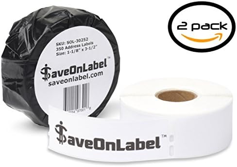 SaveOnLabel DYMO 30252 Compatible Address Labels, BPA Free, Strong Adhesive, Resistant to Scratches and Smudges, Compatible with DYMO 450, 450 Turbo, 4XL and Many More, 2 Rolls