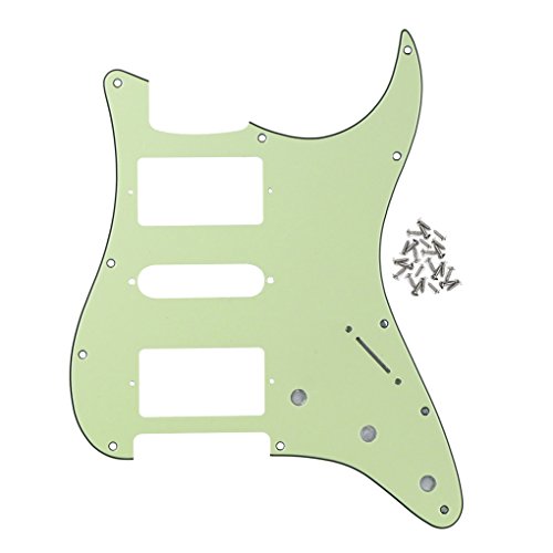FLEOR 11 Hole Standard Strat Style Guitar Pickguard HSH Scratch Plate for Fender Style, 3Ply Mint Green