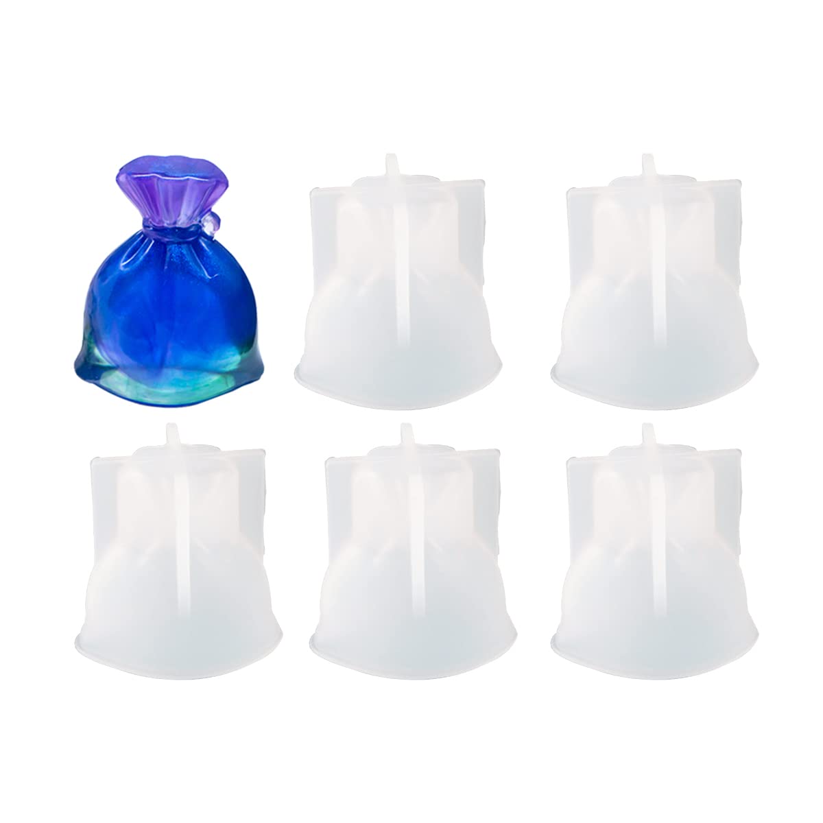 Hapivida Silicone Mould, Reusable 3D Purse Silicone Mold for Epoxy Resin Soap Chocolate Candle Making Decoration with 5Pcs Blessing Bag