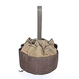 Ationgle Screw Bag, Bucket Parachute Bags Small Parts Bag Organizers, Waterproof Canvas with Drawstring In & Out 19-Pocket Khaki/Coffee