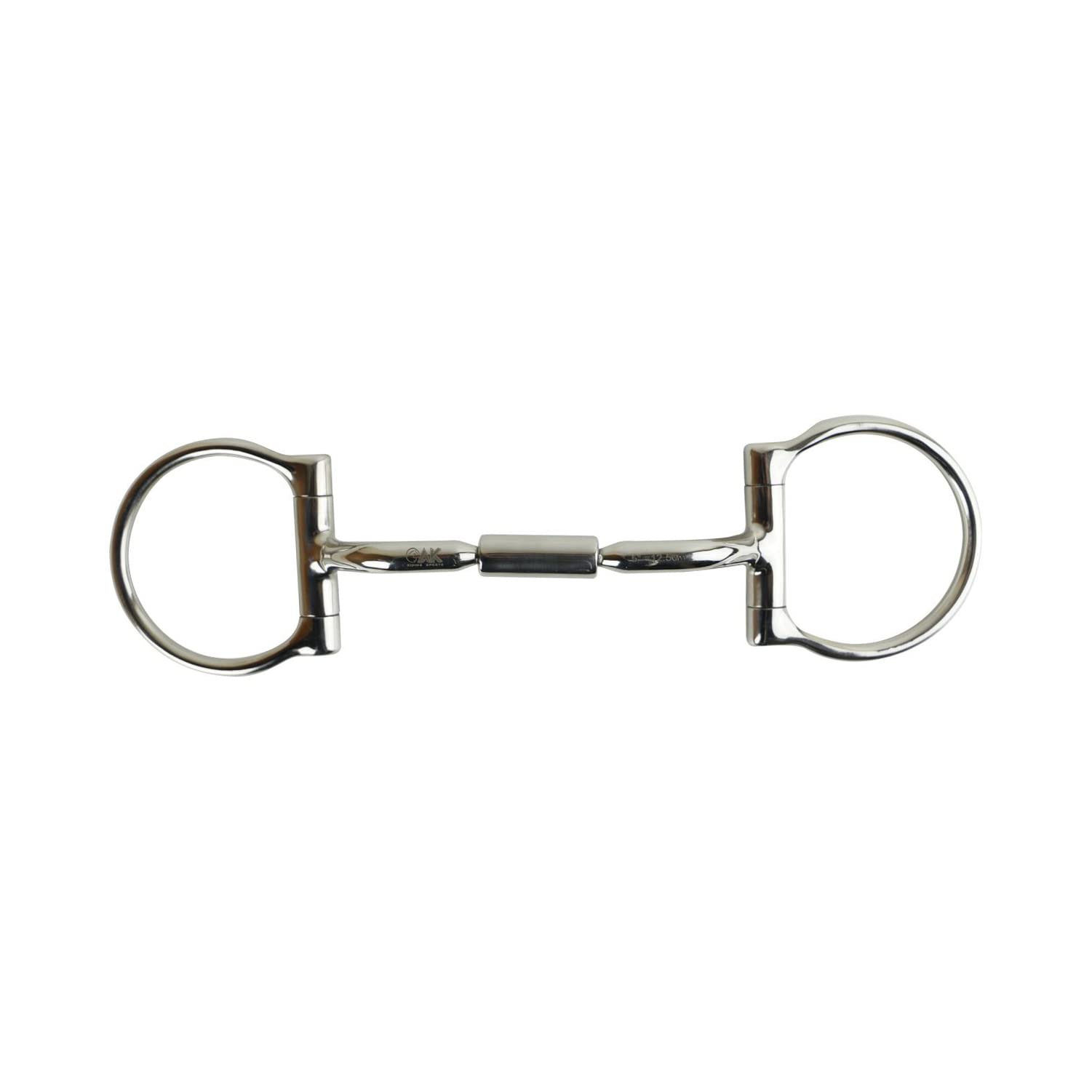 AK D-Ring Rotary Curved Mouthpiece with jointed barrel Horse Riding Bits AKRS-2620 (6'', Silver)