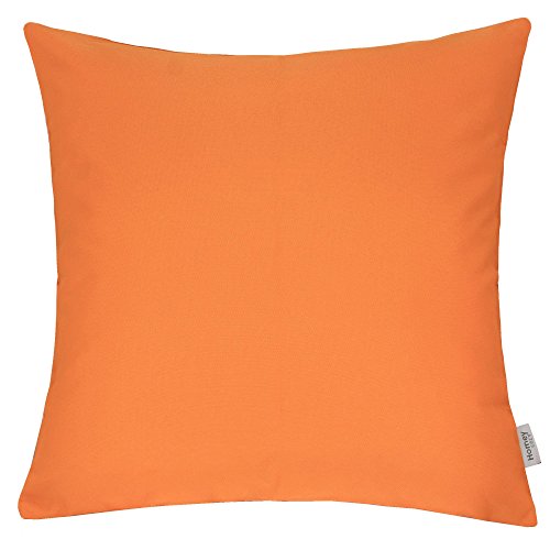 Homey Cozy Outdoor Throw Pillow Cover, Classic Solid Orange Large Pillow Cushion Water/UV Fade/Stain-Resistance For Patio Lawn Couch Sofa Lounge 20x20, Cover Only