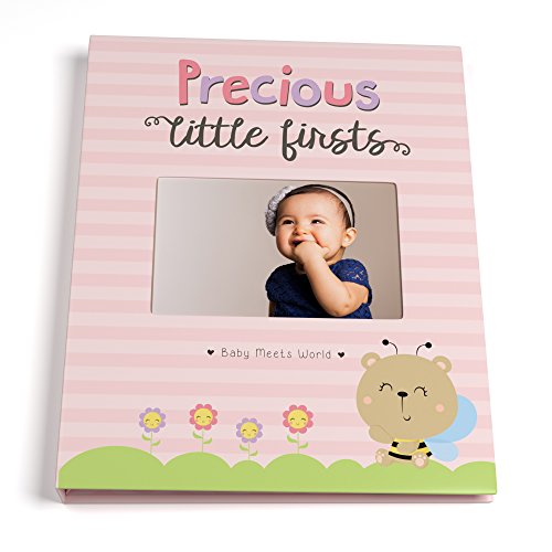 Baby Memory Book for Girls First Five Years, Record Your Child's Development in a Keepsake Journal, Modern Photo Album and Baby Shower Guestbook, 9 Inch x 11.5 Inch Cover