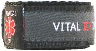 Kids / Child Adjustable Wrist Band Medical Alert ID Bracelet ~Charcoal