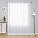 Deconovo White Wide Sheer Curtain Grommet Voile Drape Curtains for Living Room 1 Panel 100W x 84L Inch