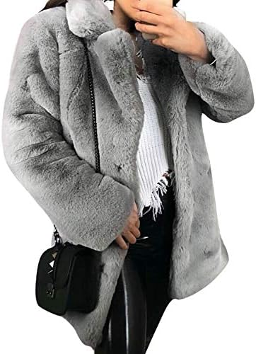 Women's Shaggy Faux Fur Coat Long Sleeve Thick Jacket Outwear with Pocket