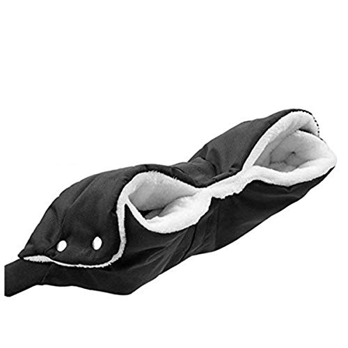 Stroller Hand Muff Winter Extra Thick Pushchair Gloves Black Keep Warm for Parents and Caregivers in Cold Weather Anti-Freeze Windproof Snowproof (Black Plush)