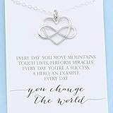 Everyday you change the world • 925 Sterling Silver • Infinity Heart Necklace • Gratitude Appreciation Gifts for Women • Inspirational Jewelry