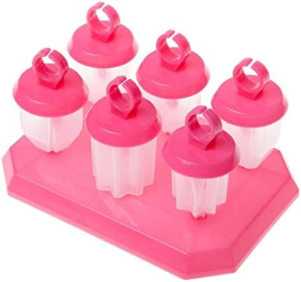 Airstomi Homemade Best Popsicle Molds Repeated Use Ice Pop Molds Set Of 6 Ice Pop Maker Set Colored ice Pops - Small Pink