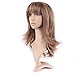 Long Heat Resistant Synthetic Wig with Bang 2 Tone Japanese Kanekalon Fiber 20 Styles Full Wig Full Head for Women Girls Lady,15'' / 15 inch,Light brown blonde mix