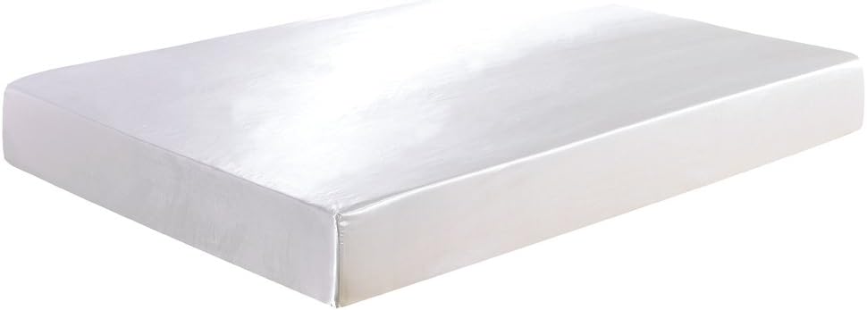 Zangge BeddingLuxury Soft Satin Fitted Sheet 12" Extra Deep King Size White