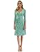 PattyBoutik Women Faux Wrap A Line Dress (Light Green and White 31 Small)