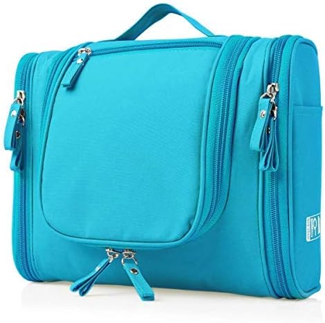 FLIPXEN Heavy Duty Waterproof Hanging Side Open Toiletry Bag - Travel Cosmetic Makeup Bag for Women & Shaving Kit Organizer Bag for Men - Large Size: 10.2 x 4.5 x 8.5 Inch Multi Color