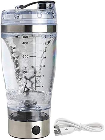 Protein Shaker Smart Mixing Cup Charging Portable Vortex Mixer Complimentary Powder Storage Compartment for Ladies Men's Gym Fitness Exercise 450ml