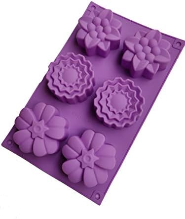 VAURUM 6 Cavity Mix Flowers Shape Soap Making Silicone Mould APX 100gms