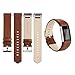 iGK Leather Replacement Bands Compatible for Fitbit Charge 2, Genuine Leather Wristbands Coffee Brown