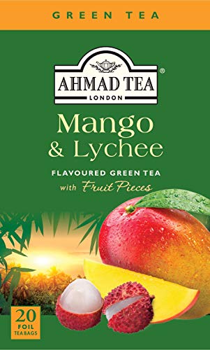 Ahmad Tea Lychee Grüner Tee mit MangoLychee-Geschmack, Mango, 40g (20 Teebeutel)