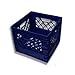 3 Pack Black, Blue, Green Heavy Duty Square Stackable Dairy Milk Crates